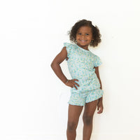 LIGHT BLUE DAISY FIELD | RUFFLE SHORT SET