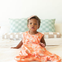 BRIGHT CORAL + PINK DAISY CHECKER | SLEEP SACK