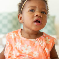 BRIGHT CORAL + PINK DAISY CHECKER | SLEEP SACK