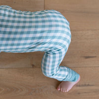 MUTED TEAL GINGHAM | ZIPPER ONE PIECE