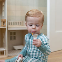 MUTED TEAL GINGHAM | ZIPPER ONE PIECE