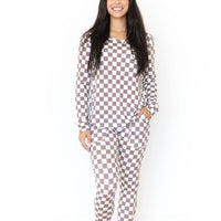 BROWN + WHITE CHECKER | WOMEN'S LONG SLEEVE