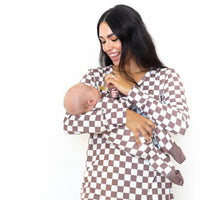BROWN + WHITE CHECKER | ZIPPER ONE PIECE