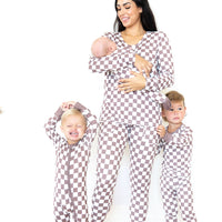 BROWN + WHITE CHECKER | ZIPPER ONE PIECE