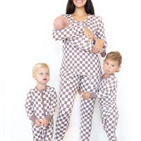 BROWN + WHITE CHECKER | ZIPPER ONE PIECE