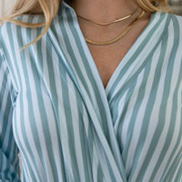 MUTED TEAL + BLUE STRIPE | WOMEN'S ROBE