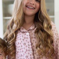 PINK MUSHROOMS | GIRLS' BUTTON UP LONG SLEEVE SET