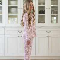 PINK MUSHROOMS | GIRLS' BUTTON UP LONG SLEEVE SET