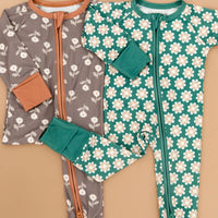 BROWN + RUST DAISY | ZIPPER ONE PIECE