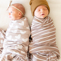 LIGHT MOCHA + WHITE STRIPE | SWADDLE
