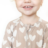 TAN HEARTS | ZIPPER ONE PIECE