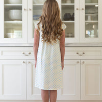 YELLOW + BLUE POLKADOTS | RUFFLE SLEEVE DRESS