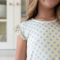 YELLOW + BLUE POLKADOTS | RUFFLE SLEEVE DRESS