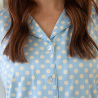 BLUE + YELLOW POLKADOTS | WOMEN'S BUTTON UP LONG SLEEVE SET