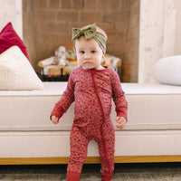 BURGUNDY MINI FLORAL | ZIPPER ONE PIECE