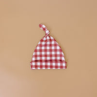 BURGUNDY GINGHAM | BEANIE