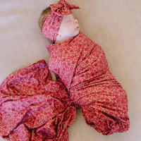BURGUNDY MINI FLORAL | SWADDLE