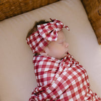 BURGUNDY GINGHAM | BOW