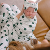 GREEN POLKADOT + STRIPE | SWADDLE