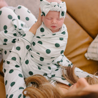 GREEN POLKADOT + STRIPE | SWADDLE
