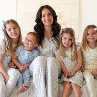 DAINTY BLUE FLORAL | WOMEN'S BUTTON UP SHORT SLEEVE SET