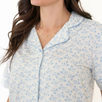 DAINTY BLUE FLORAL | WOMEN'S BUTTON UP SHORT SLEEVE SET