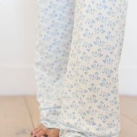 DAINTY BLUE FLORAL | WOMEN'S BUTTON UP SHORT SLEEVE SET