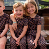 BLACK + BROWN MINI CHECKER | SHORT SLEEVE