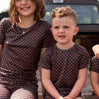 BLACK + BROWN MINI CHECKER | SHORT SET