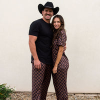 BLACK + BROWN CHECKER | WOMEN'S BUTTON UP SHORT SLEEVE SET