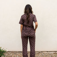 BLACK + BROWN CHECKER | WOMEN'S BUTTON UP SHORT SLEEVE SET
