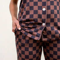BLACK + BROWN CHECKER | WOMEN'S BUTTON UP SHORT SLEEVE SET