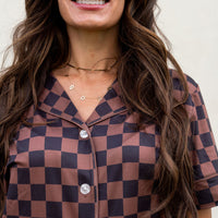 BLACK + BROWN CHECKER | WOMEN'S BUTTON UP SHORT SLEEVE SET