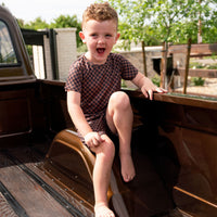 BLACK + BROWN MINI CHECKER | SHORT SET