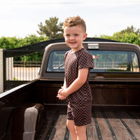 BLACK + BROWN MINI CHECKER | SHORT SET