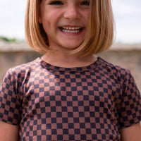BLACK + BROWN MINI CHECKER | SHORT SLEEVE