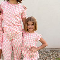 LIGHT PINK + WHITE MINI CHECKER | SHORT SLEEVE