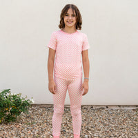 LIGHT PINK + WHITE MINI CHECKER | SHORT SLEEVE