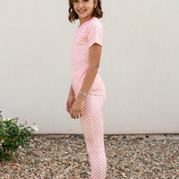 LIGHT PINK + WHITE MINI CHECKER | SHORT SLEEVE