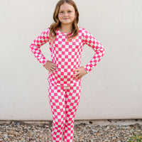 HOT PINK + WHITE CHECKER | LONG SLEEVE