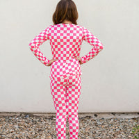 HOT PINK + WHITE CHECKER | LONG SLEEVE