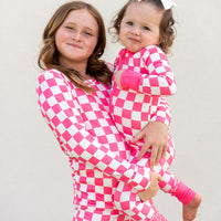 HOT PINK + WHITE CHECKER | LONG SLEEVE