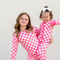 HOT PINK + WHITE CHECKER | LONG SLEEVE