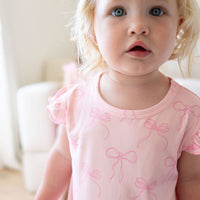 PINK BOWS | RUFFLE SLEEVE DRESS