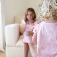 PINK BOWS | RUFFLE SLEEVE DRESS