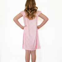 PINK BOWS | RUFFLE SLEEVE DRESS