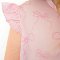 PINK BOWS | RUFFLE SLEEVE DRESS