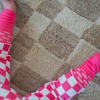 HOT PINK + WHITE CHECKER | ZIPPER ONE PIECE