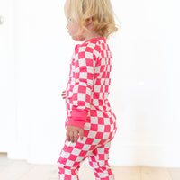 HOT PINK + WHITE CHECKER | ZIPPER ONE PIECE