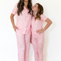 PINK BOWS | WOMEN'S BUTTON UP SHORT SLEEVE SET